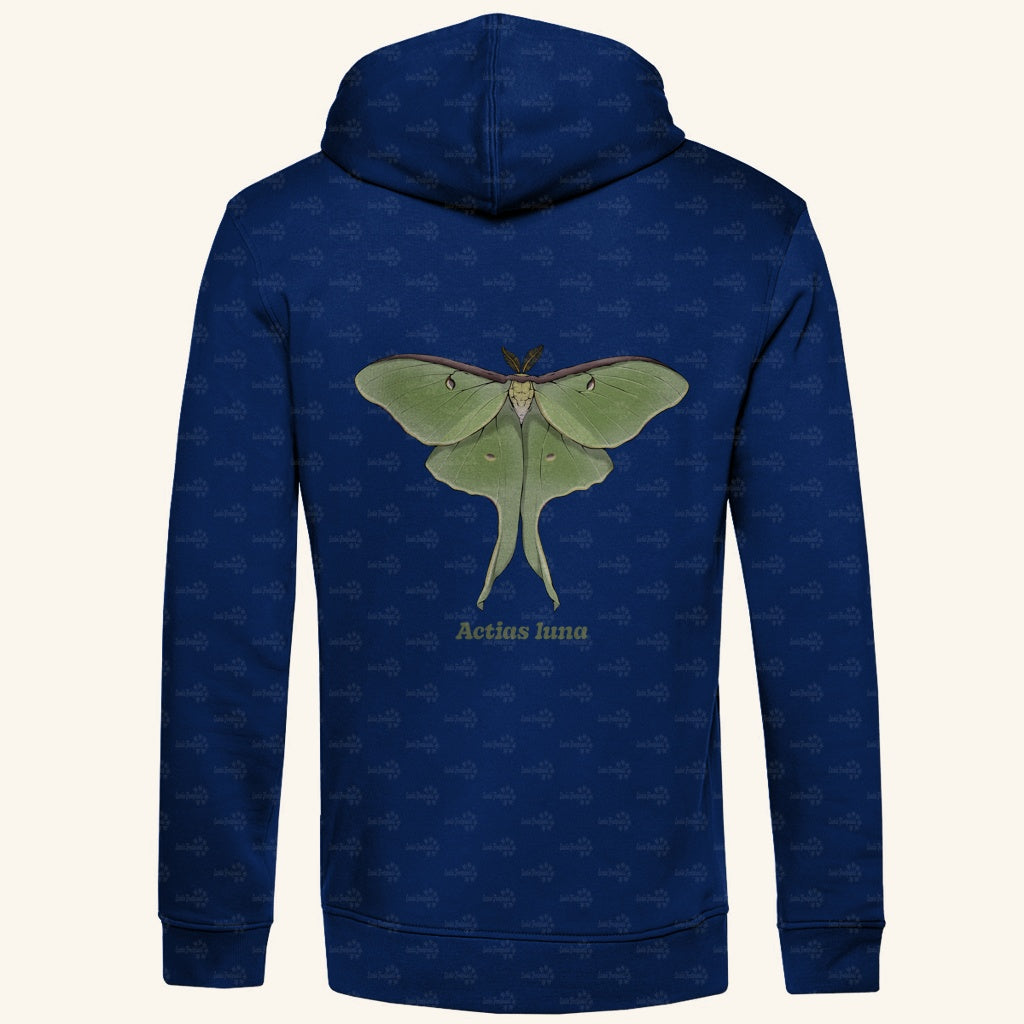 Herren Bio Hoodie mit Seitentaschen | Mondmotte Luna Moth Actias luna