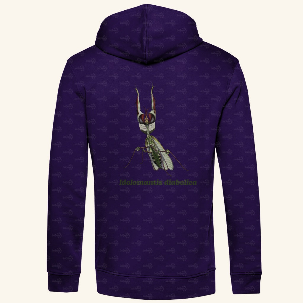 Herren Bio Hoodie mit Seitentaschen | Große Teufelsblume Idolomantis diabolica