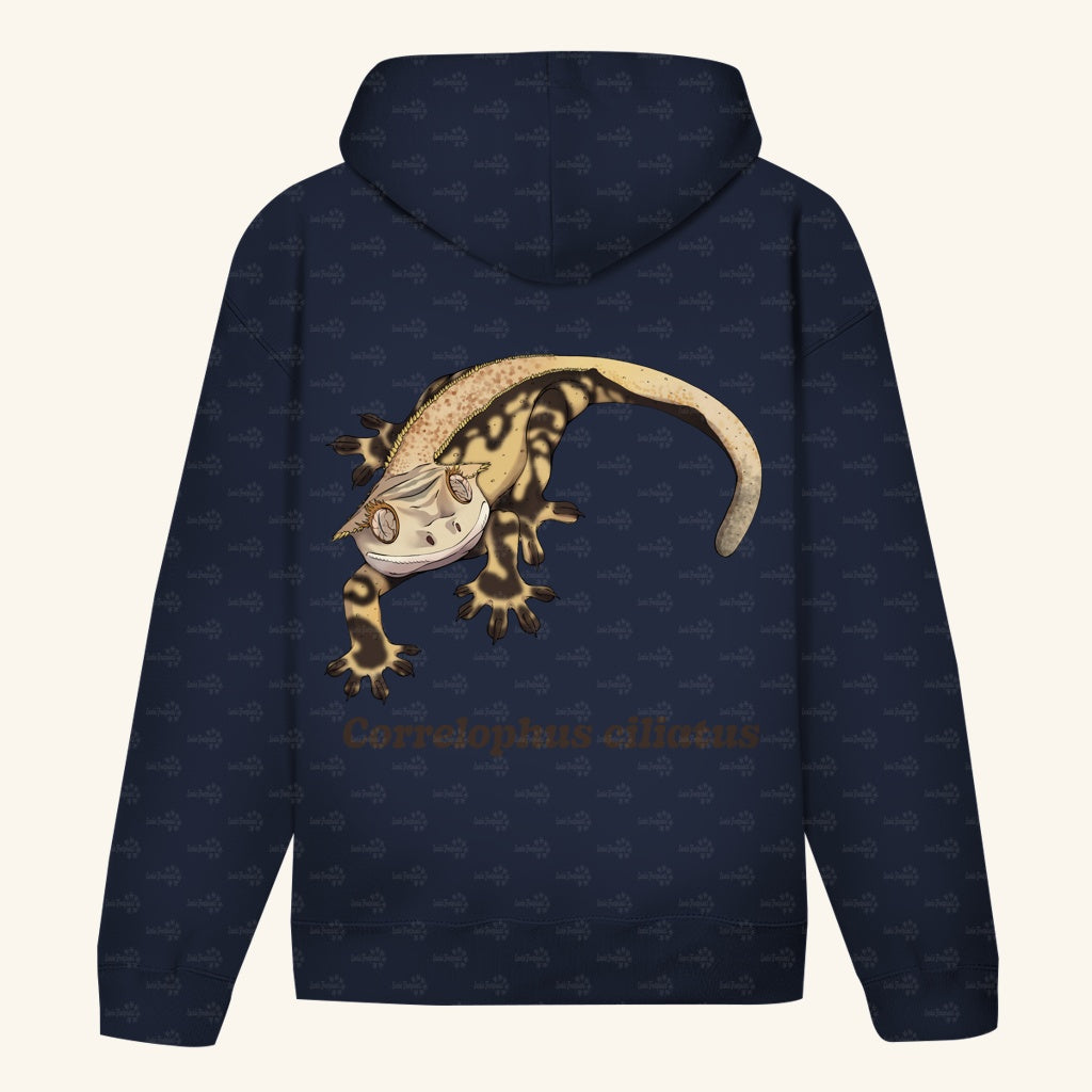 Unisex Bio Hoodie mit Bauchtasche | Kronengecko | Crested Gecko | Correlophus ciliatus