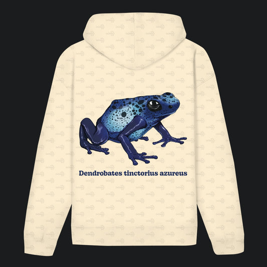 Unisex Bio Hoodie mit Bauchtasche | Azurblauer Baumsteiger Dendrobates tinctorius azureus