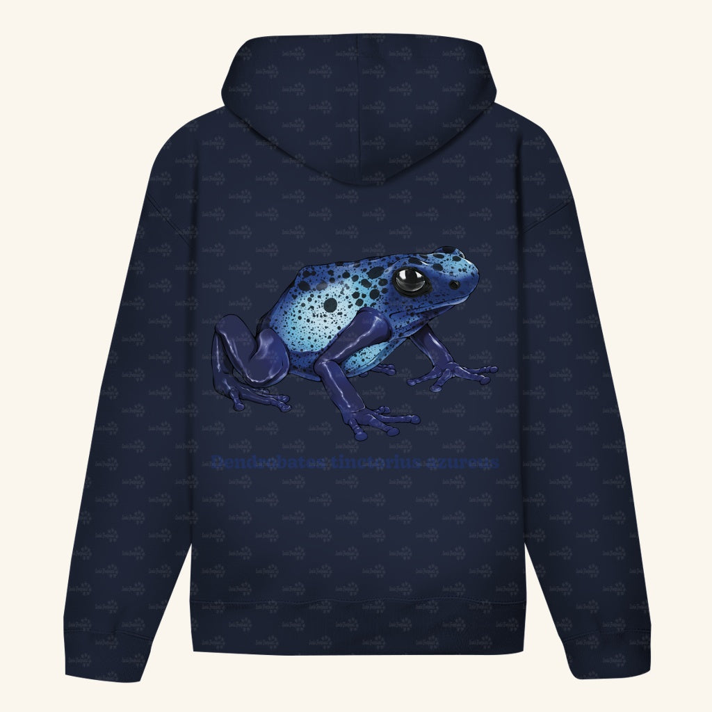 Unisex Bio Hoodie mit Bauchtasche | Azurblauer Baumsteiger Dendrobates tinctorius azureus
