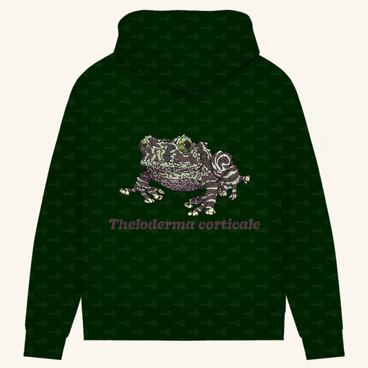 Damen Bio Hoodie mit Seitentaschen | Vietnamesische Moosfrosch Moosy Frog Theloderma corticale