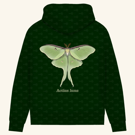 Damen Bio Hoodie mit Seitentaschen | Mondmotte Luna Moth Actias luna