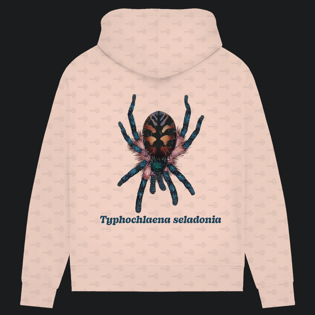Damen Bio Hoodie mit Seitentaschen | Brasilianische Juwelvogelspinne Typhochlaena seladonia