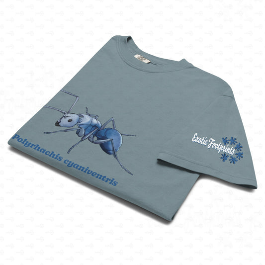 Dunkles Schweres Unisex-T-Shirt | | Blau schillernde Schuppenameise ( Polyrhachis cyaniventris )