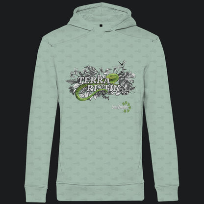 Herren Bio Hoodie mit Seitentaschen | Schriftzug Terraristik Grau Grün