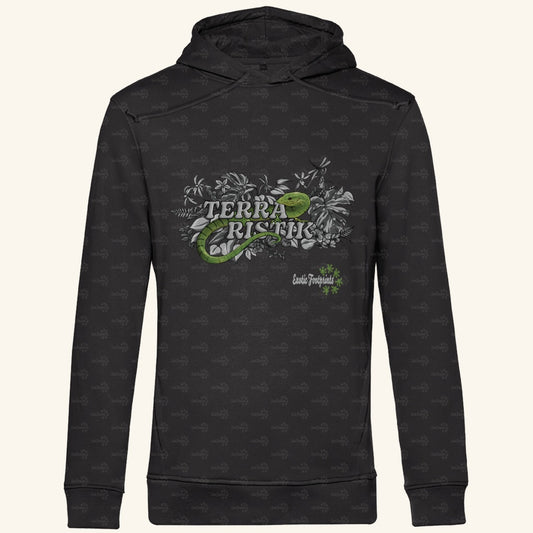 Herren Bio Hoodie mit Seitentaschen | Schriftzug Terraristik Grau Grün