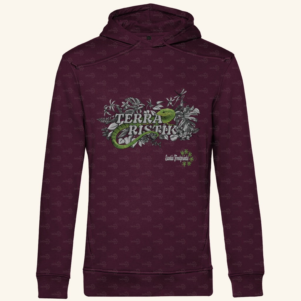 Herren Bio Hoodie mit Seitentaschen | Schriftzug Terraristik Grau Grün