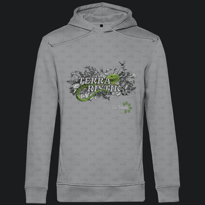 Herren Bio Hoodie mit Seitentaschen | Schriftzug Terraristik Grau Grün
