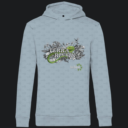 Herren Bio Hoodie mit Seitentaschen | Schriftzug Terraristik Grau Grün