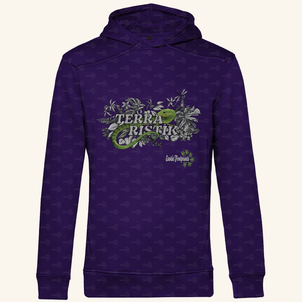 Herren Bio Hoodie mit Seitentaschen | Schriftzug Terraristik Grau Grün