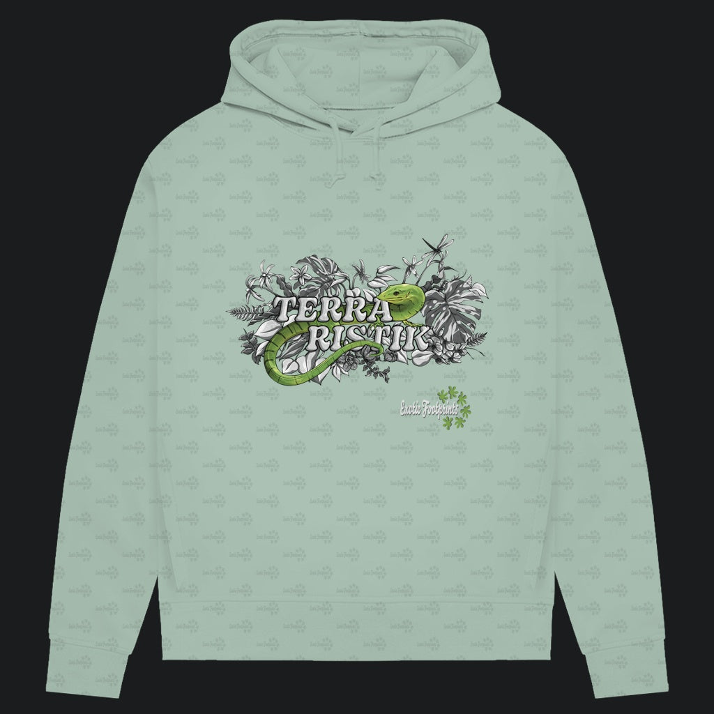 Damen Bio Hoodie mit Seitentaschen | Terraristik Grau Grün