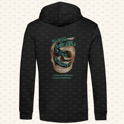 Herren Bio Hoodie  mit Seitentaschen | Ceylon-Lanzenotter  Craspedocephalus trigonocephalus