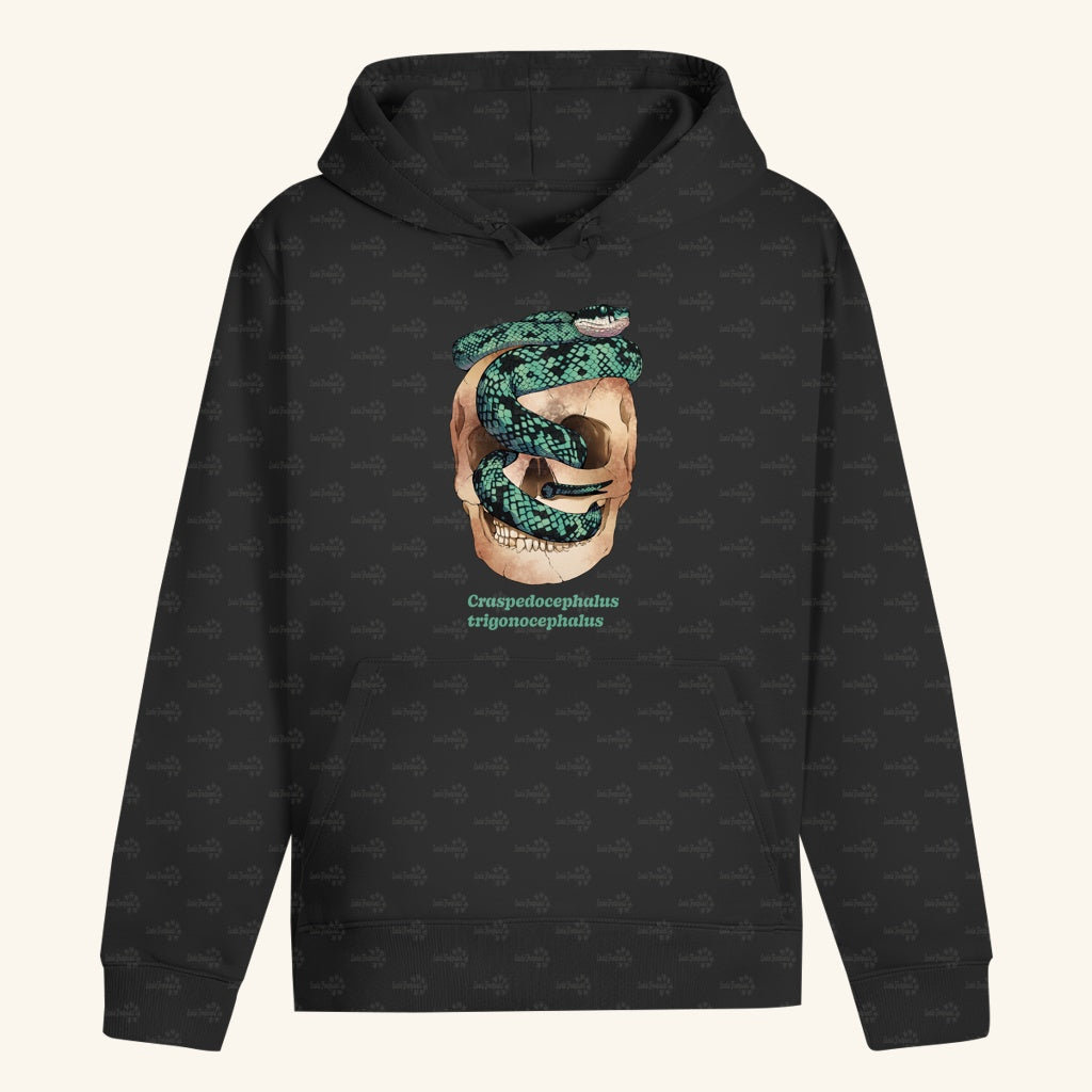 Unisex Bio Hoodie mit Bauchtasche | Ceylon-Lanzenotter  Craspedocephalus trigonocephalus