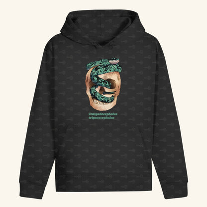 Unisex Bio Hoodie mit Bauchtasche | Ceylon-Lanzenotter  Craspedocephalus trigonocephalus