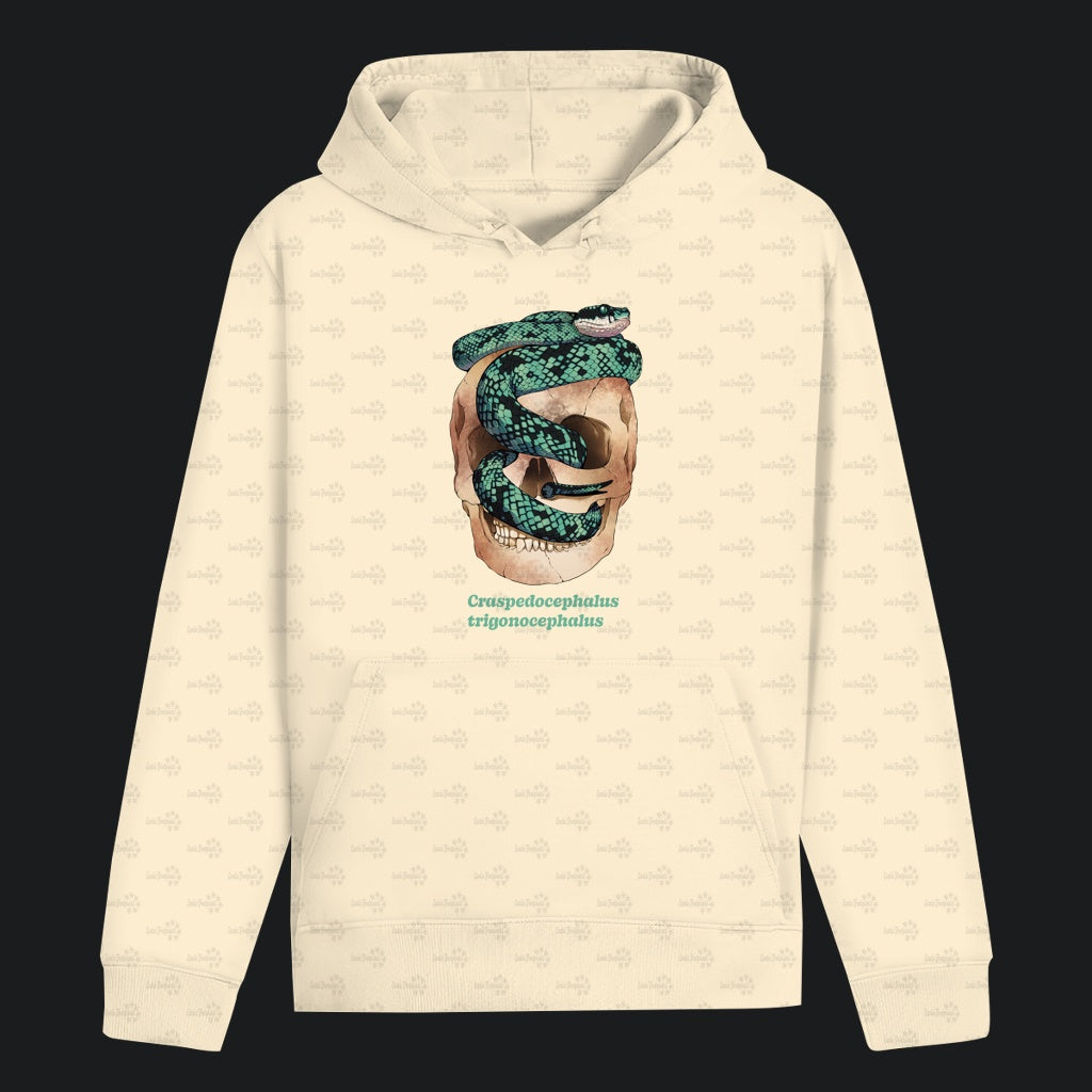 Unisex Bio Hoodie mit Bauchtasche | Ceylon-Lanzenotter  Craspedocephalus trigonocephalus
