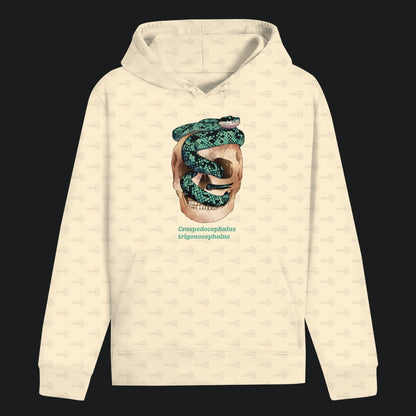 Unisex Bio Hoodie mit Bauchtasche | Ceylon-Lanzenotter  Craspedocephalus trigonocephalus