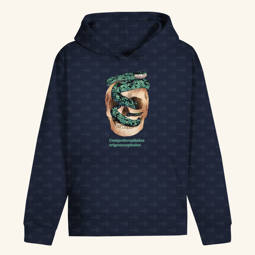 Unisex Bio Hoodie mit Bauchtasche | Ceylon-Lanzenotter  Craspedocephalus trigonocephalus