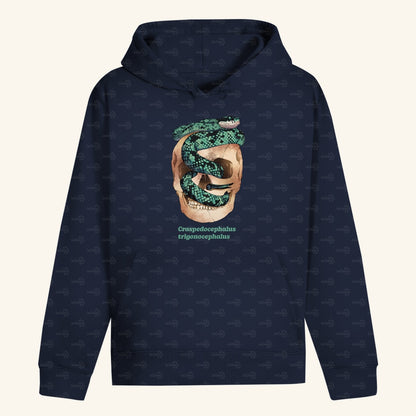 Unisex Bio Hoodie mit Bauchtasche | Ceylon-Lanzenotter  Craspedocephalus trigonocephalus