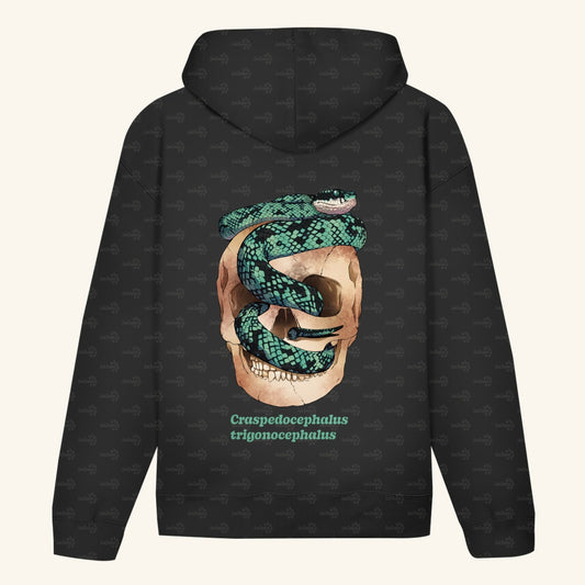 Unisex Bio Hoodie mit Bauchtasche Ceylon-Lanzenotter  Craspedocephalus trigonocephalus