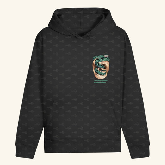 Unisex Bio Hoodie mit Bauchtasche Ceylon-Lanzenotter  Craspedocephalus trigonocephalus