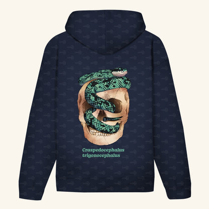 Unisex Bio Hoodie mit Bauchtasche Ceylon-Lanzenotter  Craspedocephalus trigonocephalus