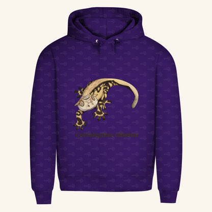 Herren Bio Hoodie mit Seitentaschen | Kronengecko | Crested Gecko | Correlophus ciliatus