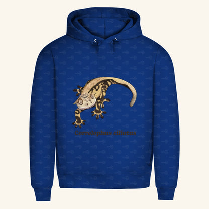 Herren Bio Hoodie mit Seitentaschen | Kronengecko | Crested Gecko | Correlophus ciliatus