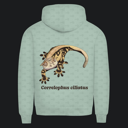 Herren  Bio Hoodie mit Seitentaschen | Kronengecko | Crested Gecko | Correlophus ciliatus