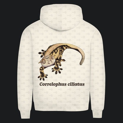 Herren  Bio Hoodie mit Seitentaschen | Kronengecko | Crested Gecko | Correlophus ciliatus