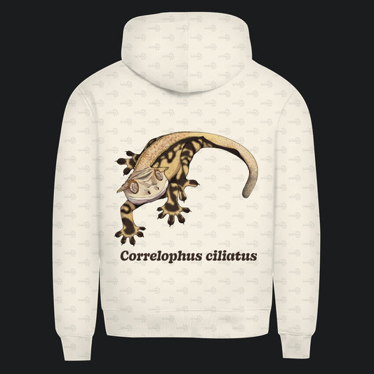 Herren  Bio Hoodie mit Seitentaschen | Kronengecko | Crested Gecko | Correlophus ciliatus