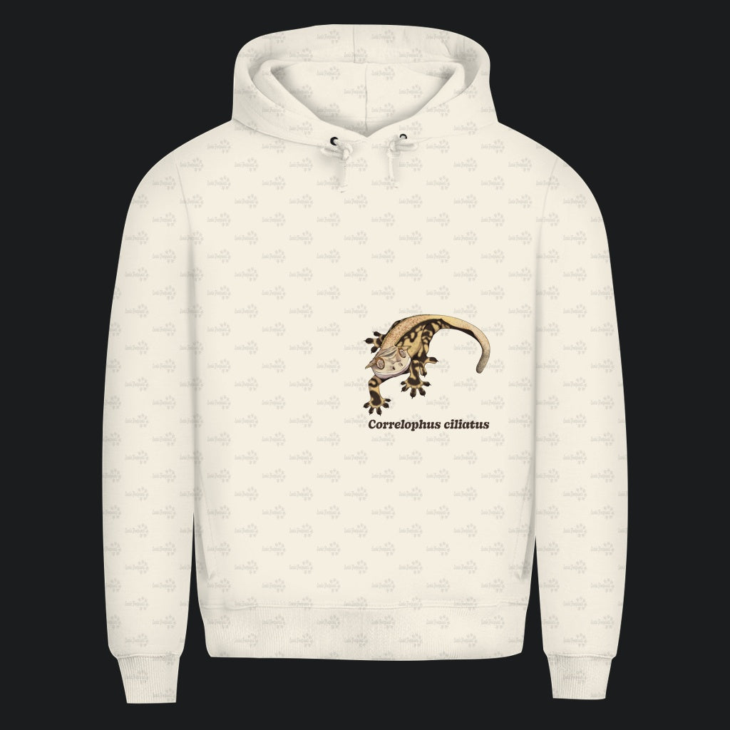 Herren  Bio Hoodie mit Seitentaschen | Kronengecko | Crested Gecko | Correlophus ciliatus