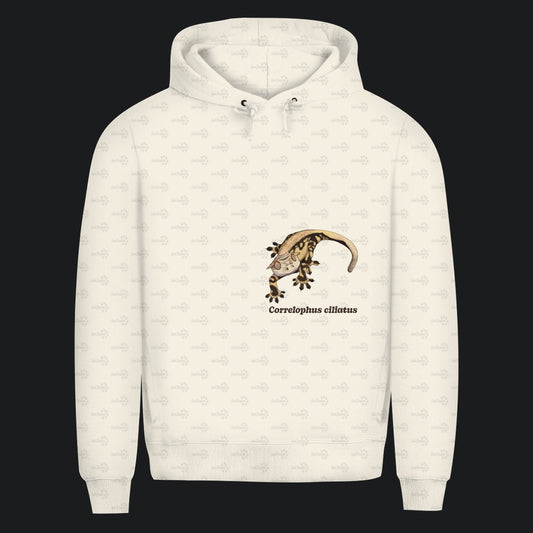 Herren  Bio Hoodie mit Seitentaschen | Kronengecko | Crested Gecko | Correlophus ciliatus