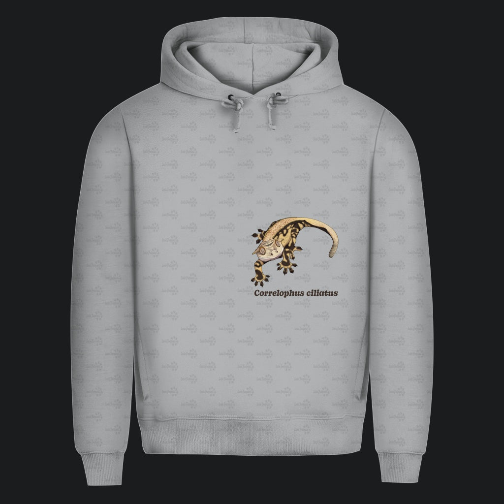 Herren  Bio Hoodie mit Seitentaschen | Kronengecko | Crested Gecko | Correlophus ciliatus