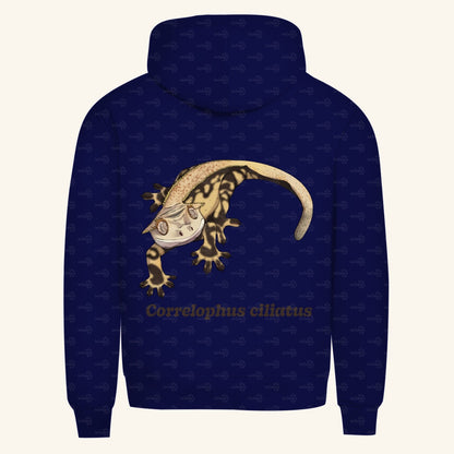 Herren  Bio Hoodie mit Seitentaschen | Kronengecko | Crested Gecko | Correlophus ciliatus