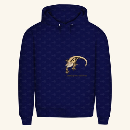 Herren  Bio Hoodie mit Seitentaschen | Kronengecko | Crested Gecko | Correlophus ciliatus