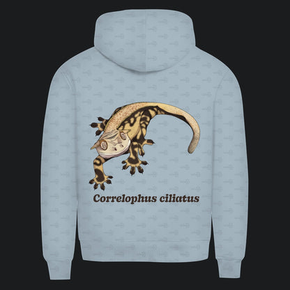 Herren  Bio Hoodie mit Seitentaschen | Kronengecko | Crested Gecko | Correlophus ciliatus