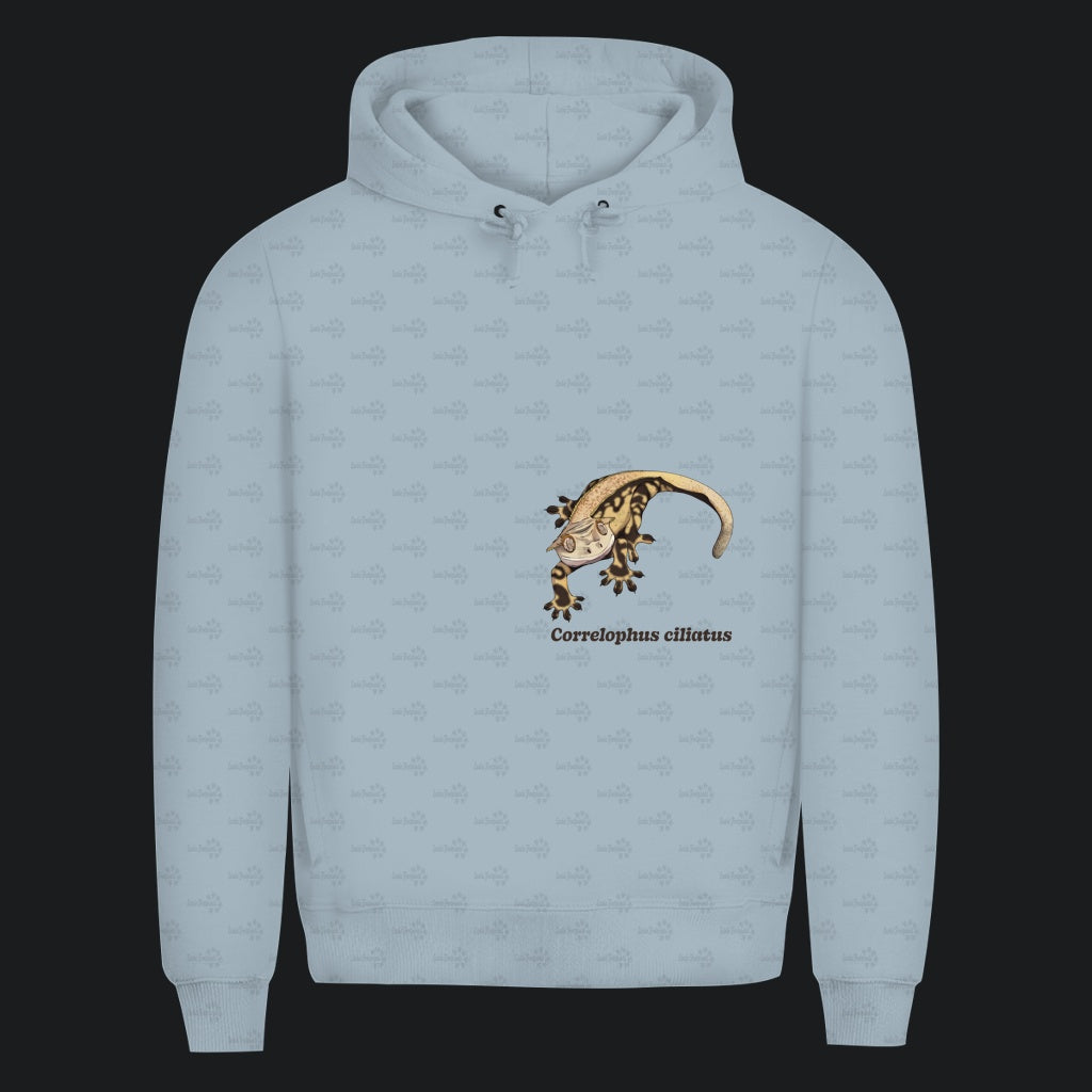 Herren  Bio Hoodie mit Seitentaschen | Kronengecko | Crested Gecko | Correlophus ciliatus