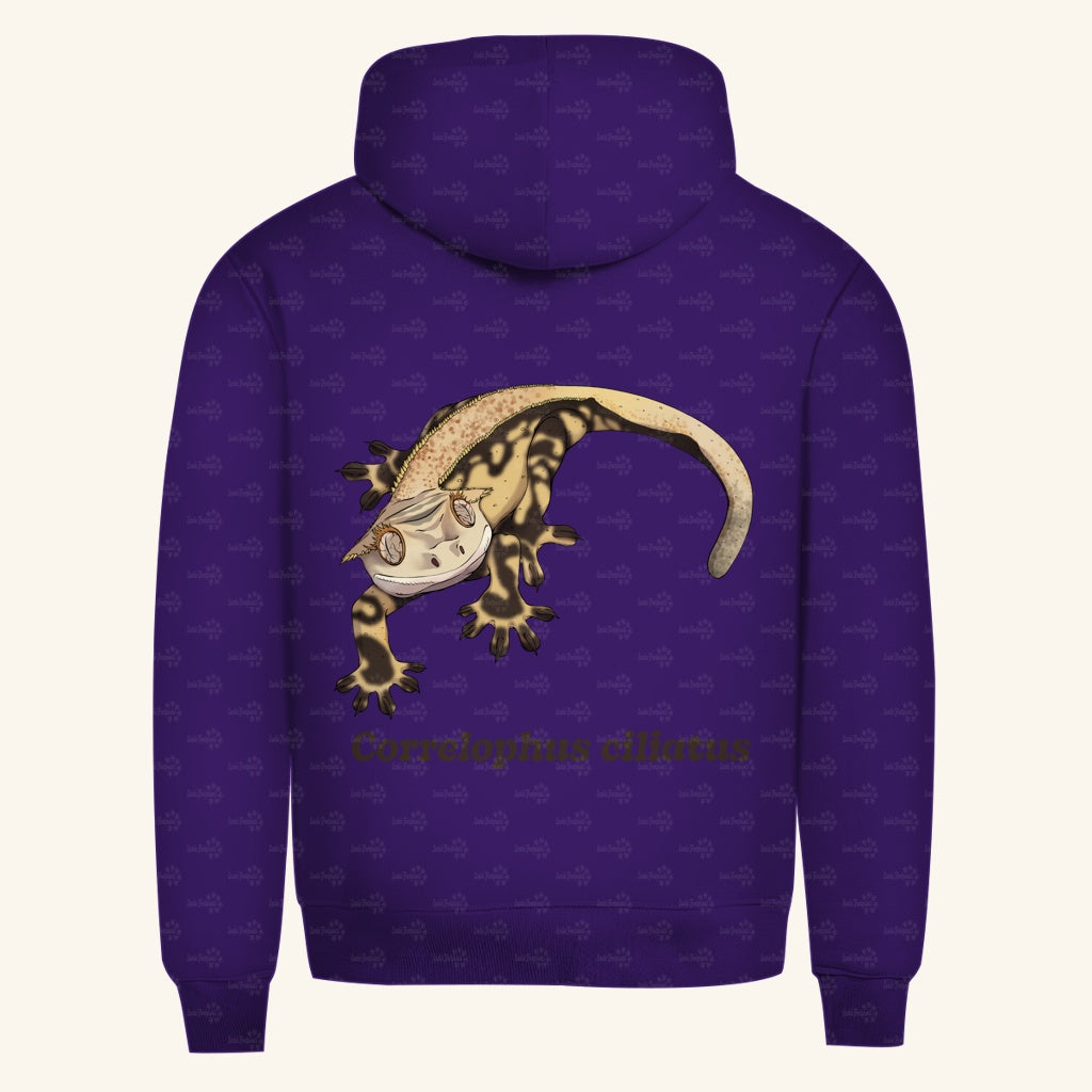 Herren  Bio Hoodie mit Seitentaschen | Kronengecko | Crested Gecko | Correlophus ciliatus