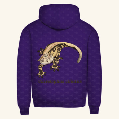 Herren  Bio Hoodie mit Seitentaschen | Kronengecko | Crested Gecko | Correlophus ciliatus