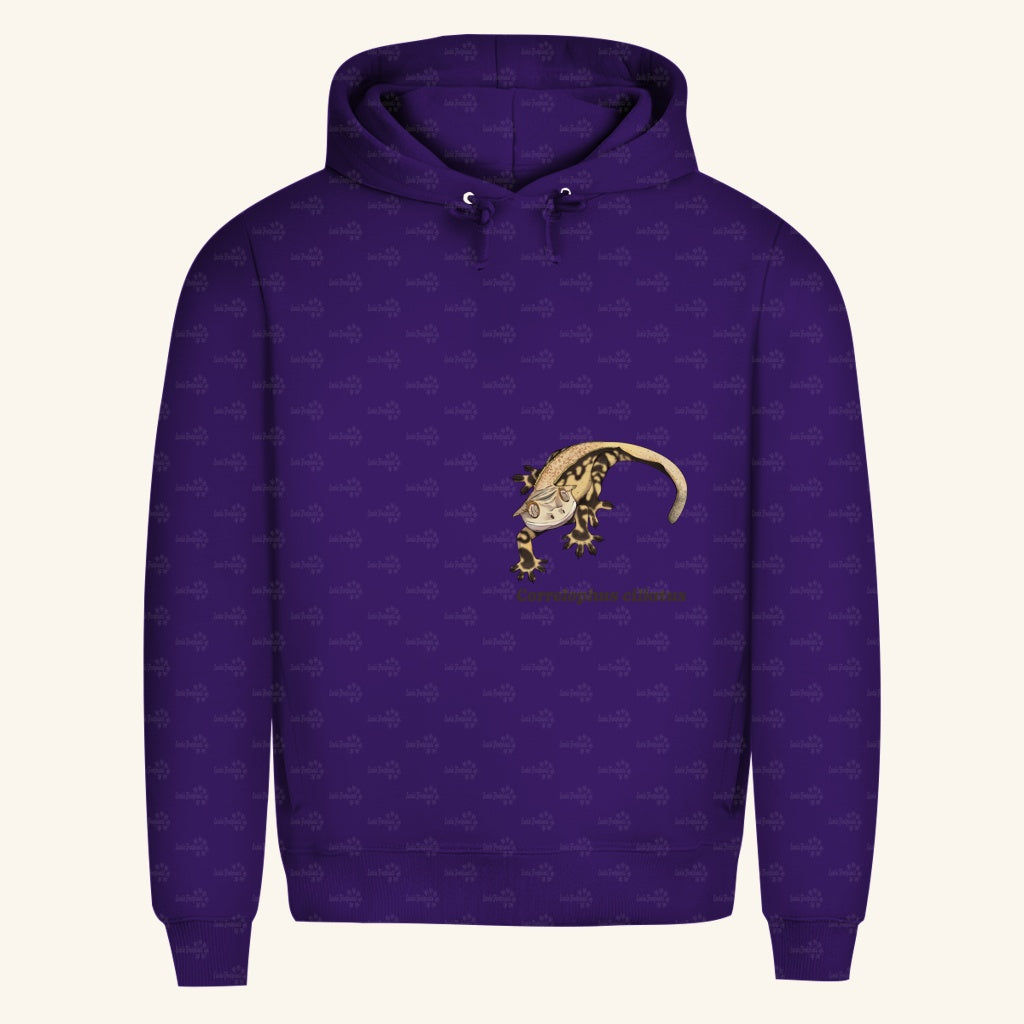 Herren  Bio Hoodie mit Seitentaschen | Kronengecko | Crested Gecko | Correlophus ciliatus