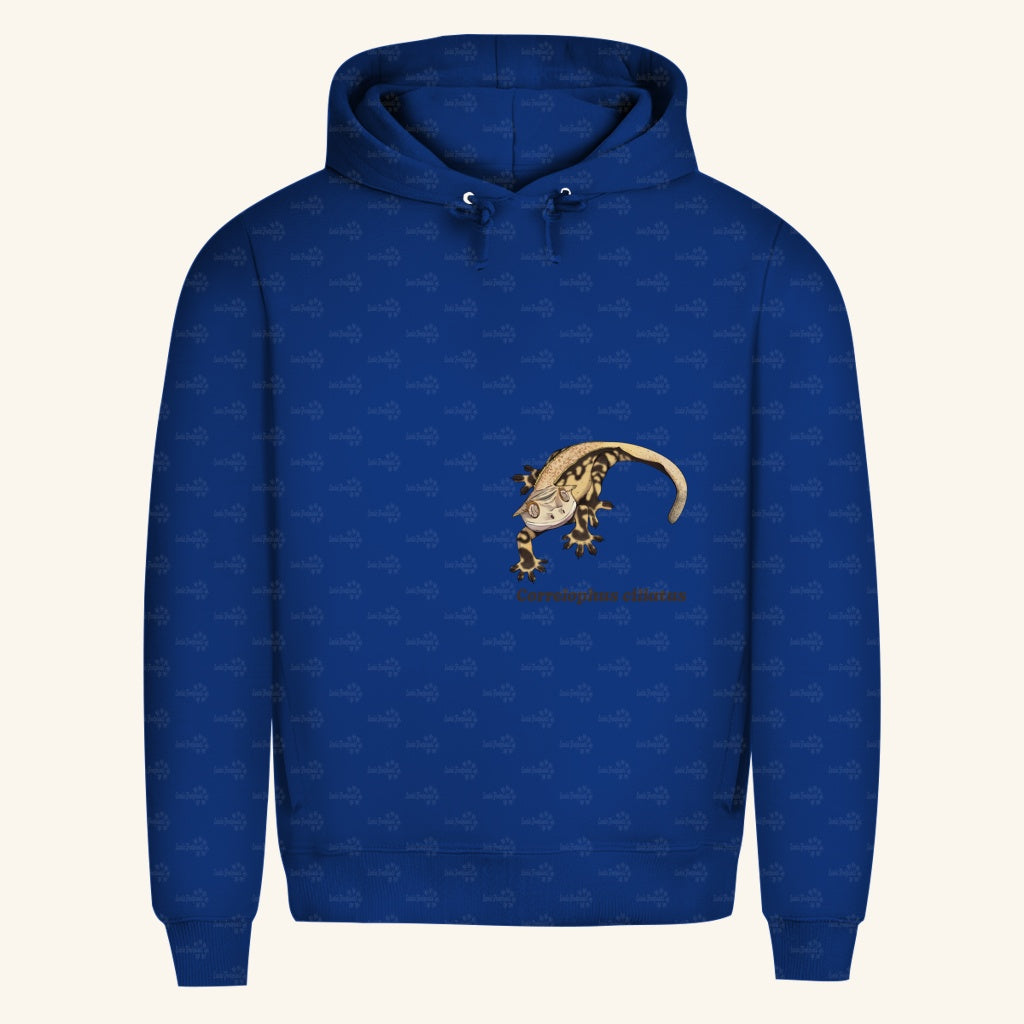 Herren  Bio Hoodie mit Seitentaschen | Kronengecko | Crested Gecko | Correlophus ciliatus