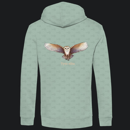 Herren Bio Hoodie mit Seitentaschen | Schleiereule Barnowl Tyto alba