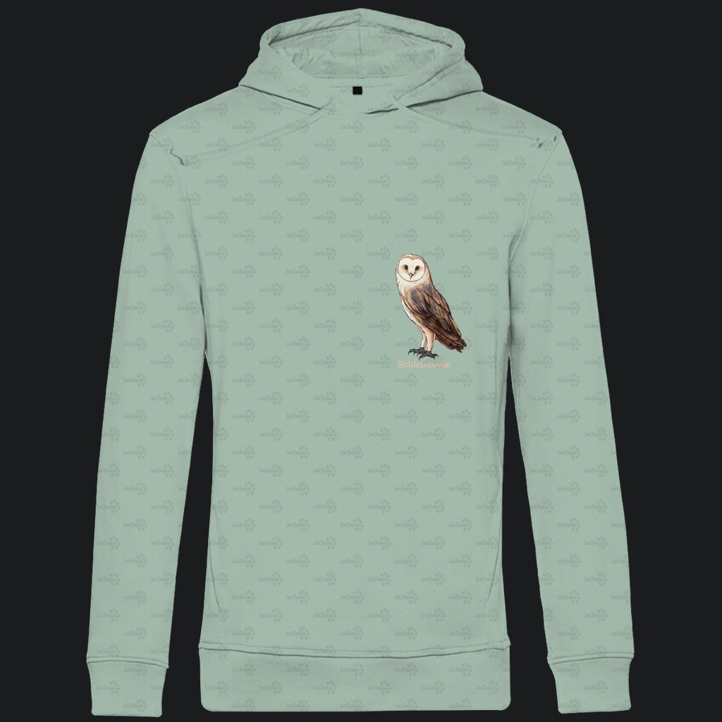 Herren Bio Hoodie mit Seitentaschen | Schleiereule Barnowl Tyto alba