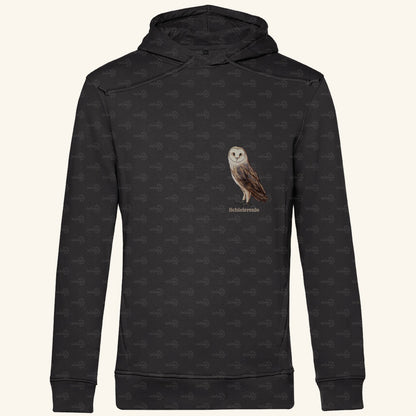 Herren Bio Hoodie mit Seitentaschen | Schleiereule Barnowl Tyto alba