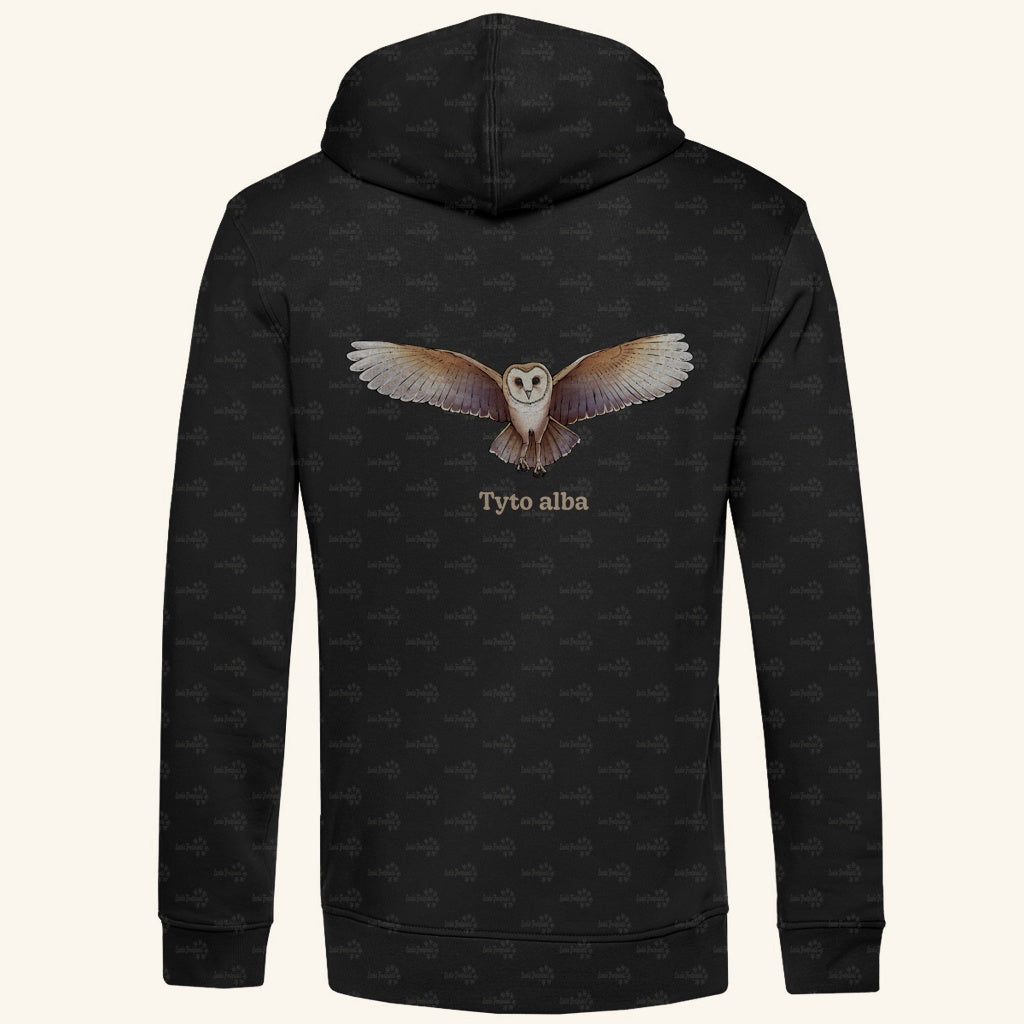 Herren Bio Hoodie mit Seitentaschen | Schleiereule Barnowl Tyto alba
