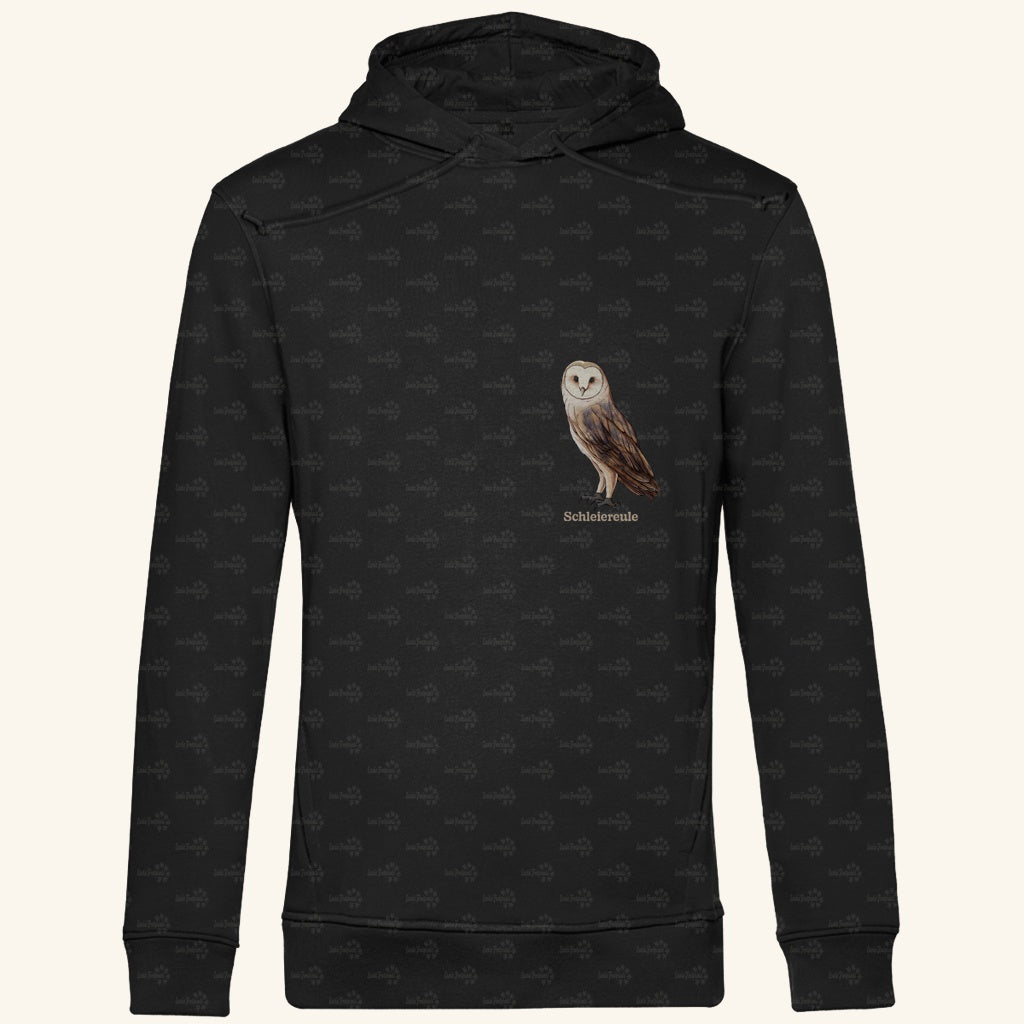 Herren Bio Hoodie mit Seitentaschen | Schleiereule Barnowl Tyto alba