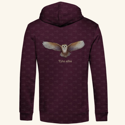 Herren Bio Hoodie mit Seitentaschen | Schleiereule Barnowl Tyto alba
