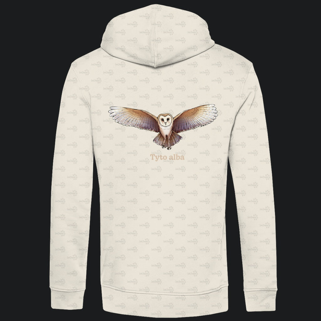 Herren Bio Hoodie mit Seitentaschen | Schleiereule Barnowl Tyto alba