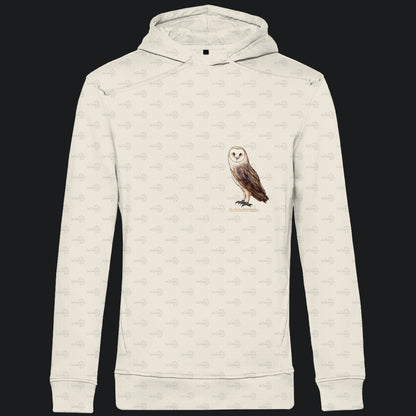 Herren Bio Hoodie mit Seitentaschen | Schleiereule Barnowl Tyto alba